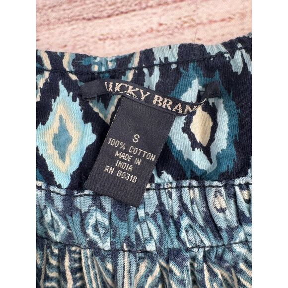 Lucky Brand Geometric Print Maxi Dress Womens Small Blue Sun Dress Vacation - Picture 5 of 8